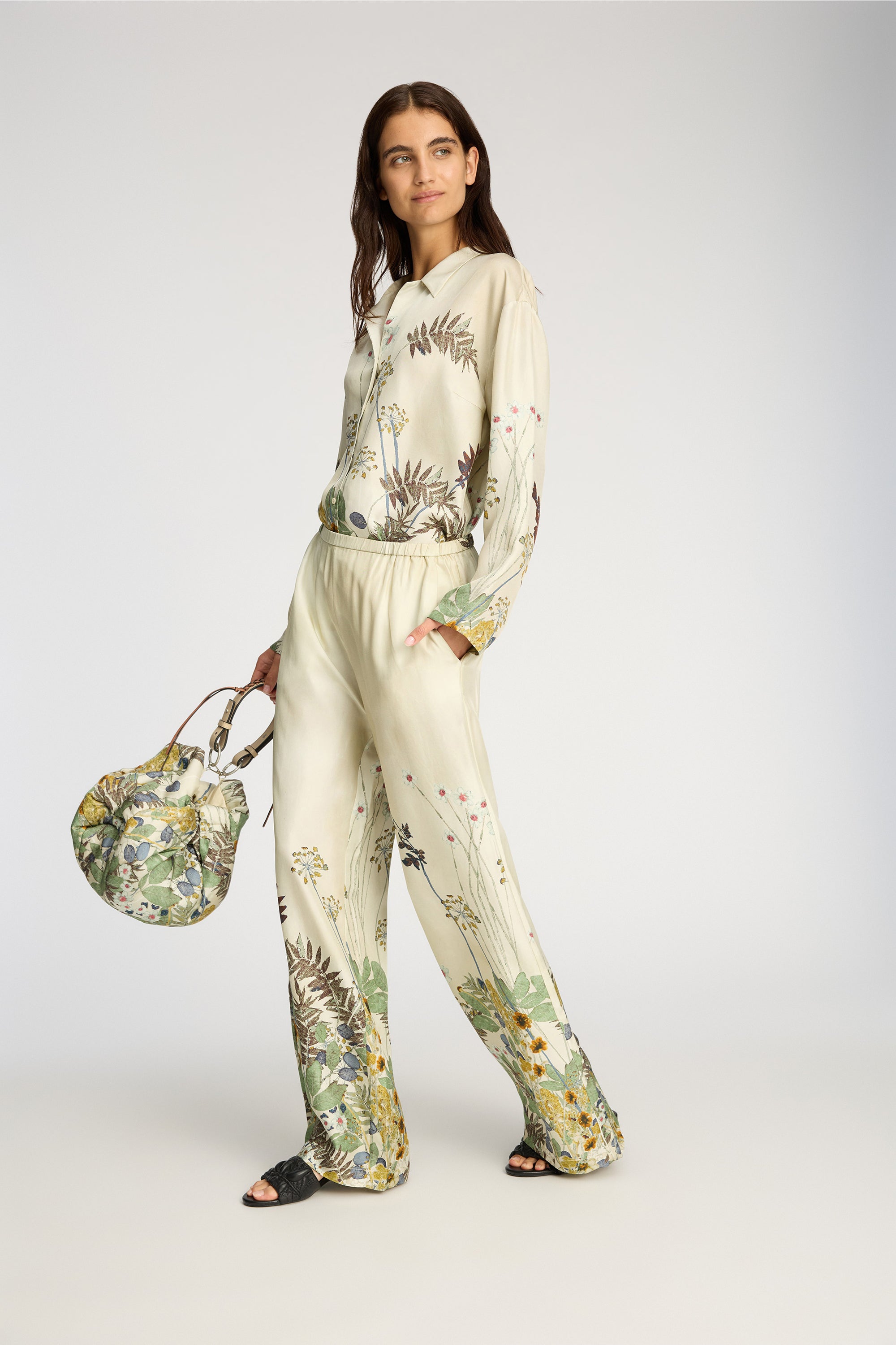 Fabert silkebukser - Print Creme